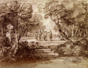  bailarines Arte - Bailarines con músicos en un bosque claro Thomas Gainsborough